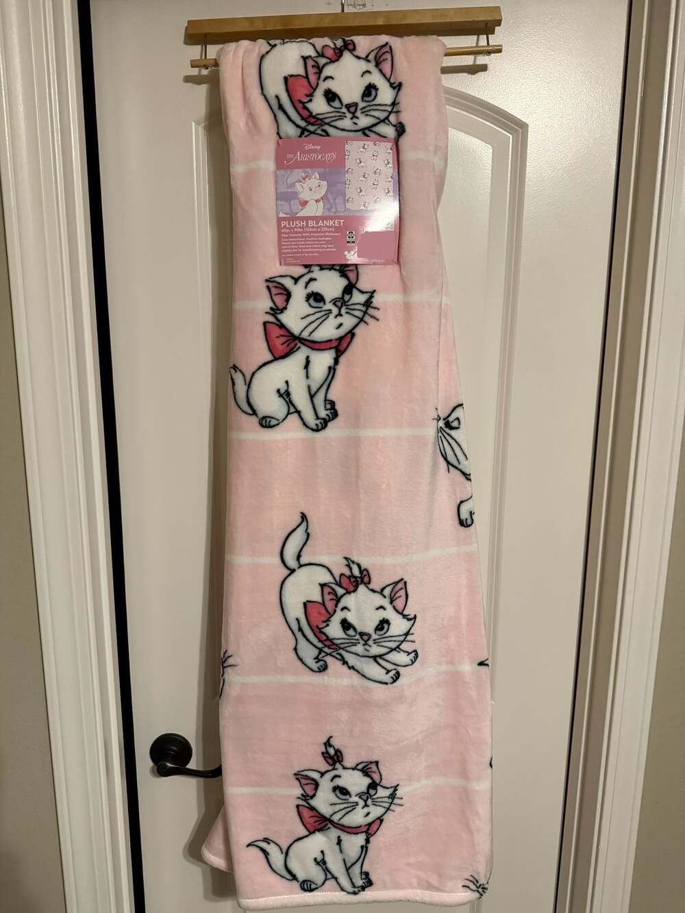Disney The Aristocats Marie Pink Striped Plush Blanket 60in x 90in